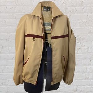 VINTAGE 80s Aigner Beige Brown Cotton Blend Leather Details Windbreaker Jacket